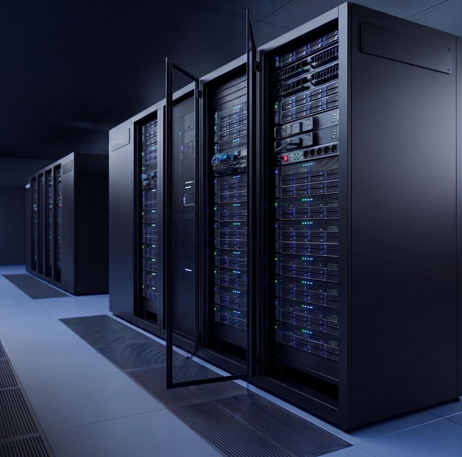 Sala de data center con racks y pasillos contenidos