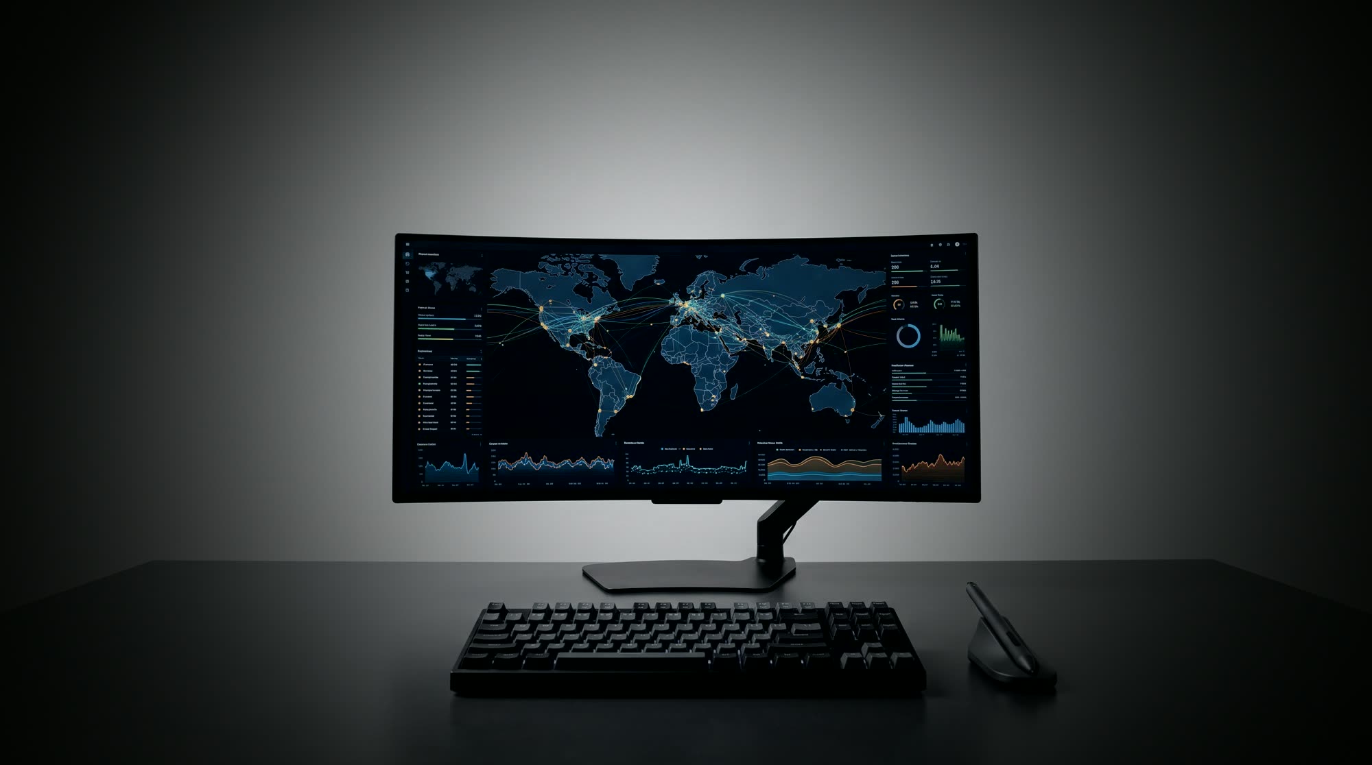 Puesto de monitoreo con tableros de operaci&oacute;n en pantalla