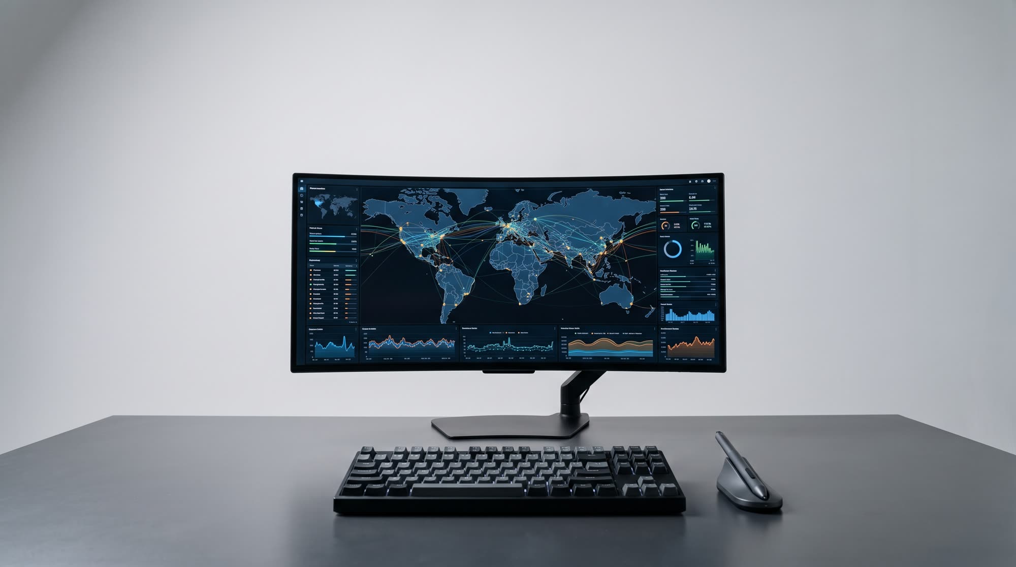 Monitor con tablero de monitoreo en tiempo real