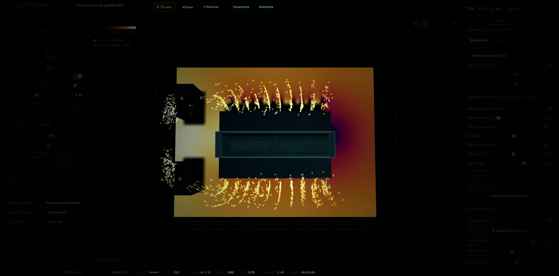 Mapa t&eacute;rmico de la sala en V&Oacute;RTICE&middot;CFD