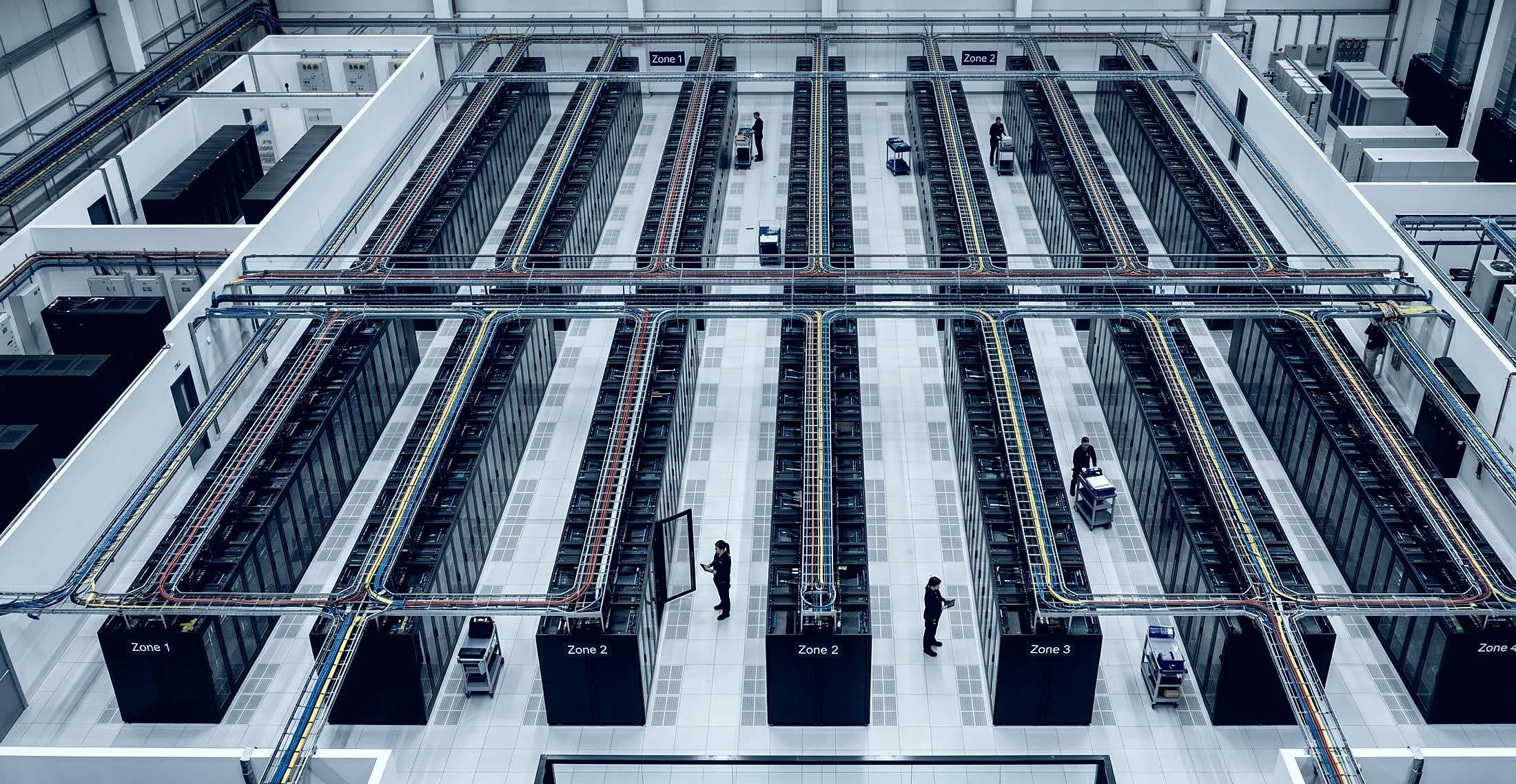 Vista aérea de una sala de data center